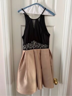 Vintage Y2K Nights by Teeze Me Black & Blush Satin Embellished Dress Sz 7